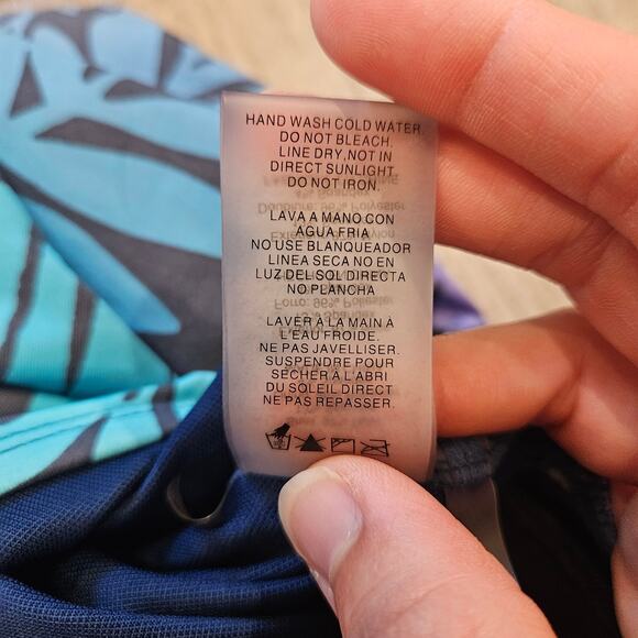 Bleu Rod Beattie Twist Bandeau One-piece Halter Hawaiian Leaf Swimsuit Size 6 - Picture 13 of 14